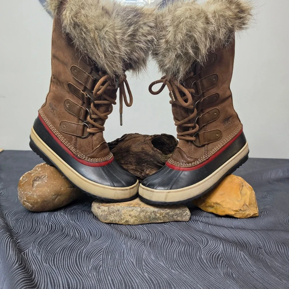 Sorel Tofino II Boots Women Size 9 Brown Good Waterproof Faux Fur NL2429-261